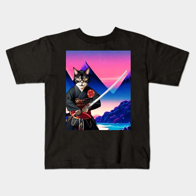 Cattana - Cat with Katana Kids T-Shirt by Firebrand